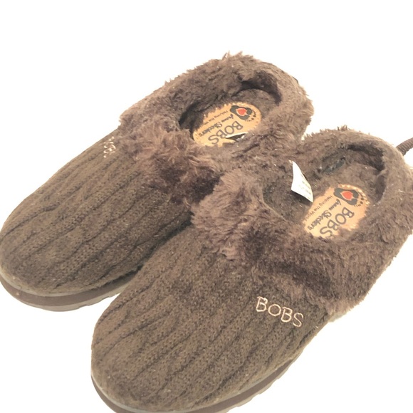 skechers sweater knit faux fur slippers